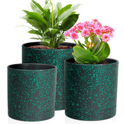 Meowell front view of three pots showing modern cylinder shape and benefit of coordinated styling