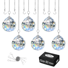 MerryNine front view shows six crystal balls and metal chains creating bright decor