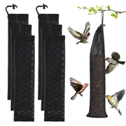 MEWTOGO front view of six sock feeders showing compact set and funnels benefit visibility