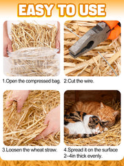 MEWTOGO straw layered in a chicken coop offering insulation and dry flooring