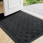 Mibao front door mat packaging showing product and dimensions for quick purchase benefit