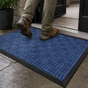 Mibao front door mat blue showing full design and welcome function