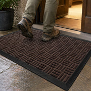 Mibao front-view doormat showing full brown design and welcome function