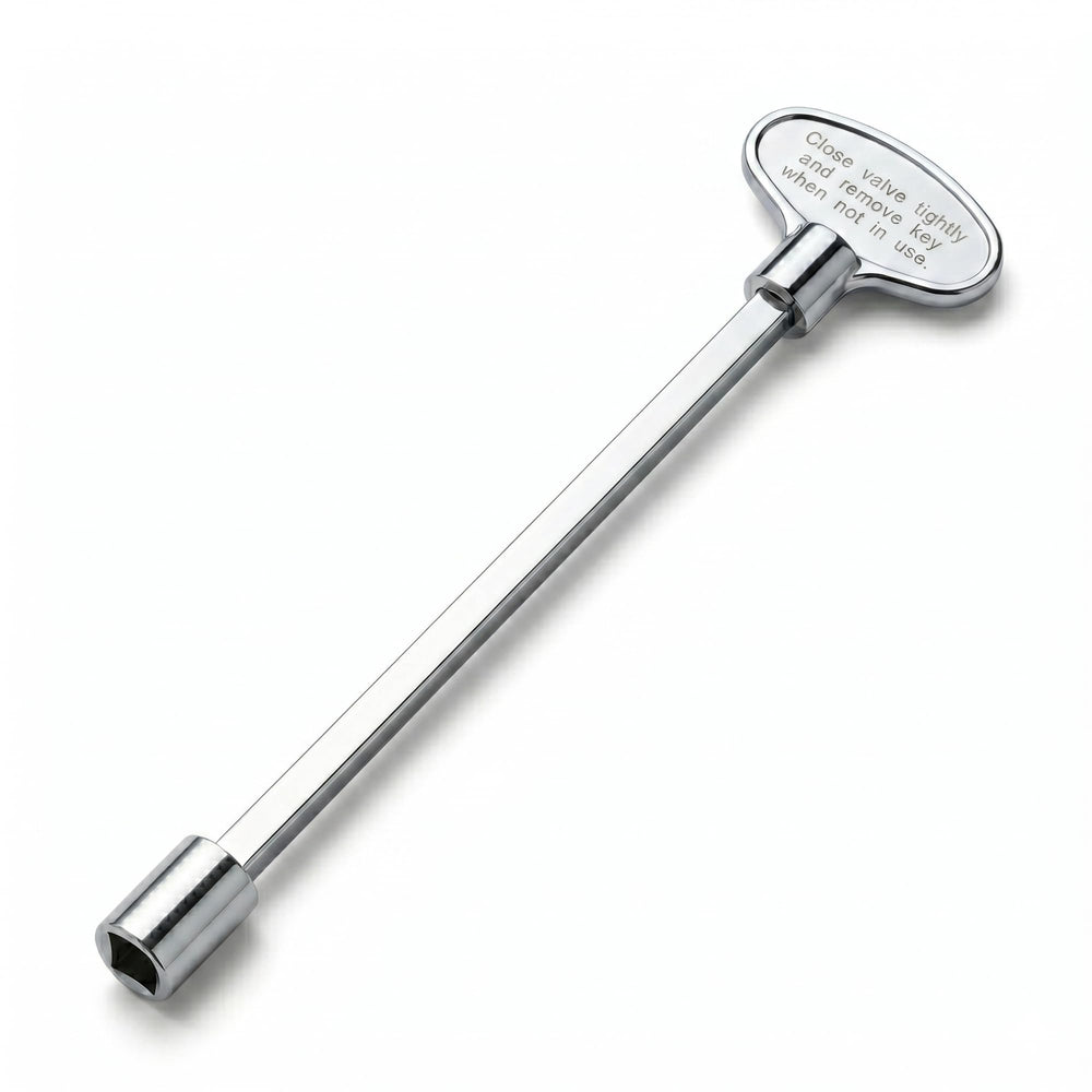 Midwest Hearth valve key front view showing shape and grip, enhances control
