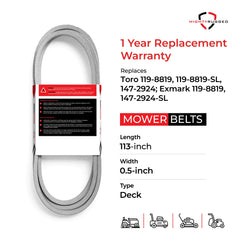 MightyRugged closeup of belt dimensions and width showing precise fit benefit accurate replacement