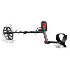 MINELAB V10X coil close-up highlighting Double-D design for focused detection