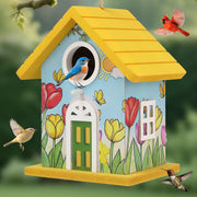 MINWOLF front view painted tulip birdhouse showing decorative appeal and shelter