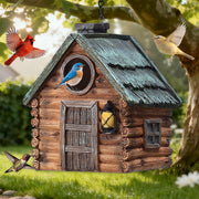 MINWOLF front view weatherproof bird house showing realistic wood-look finish and curb appeal