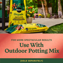 Miracle-Gro shaken onto a container plant demonstrating simple application