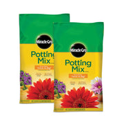 Miracle-Gro front packaging showing two 16 qt. bags and product benefits