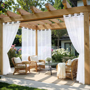 MIULEE curtain front view on patio showing clean look and increased privacy