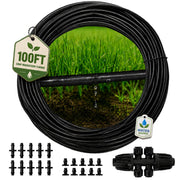 MIXC front view of 100 ft dripline roll showing compact packaging and label benefit