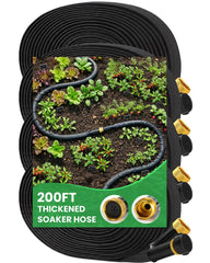 MIXC soaker hose front packaging showing durable 200ft length and features