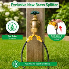 MIXC solid brass 2-way splitter closeup showing leak-resistant durability