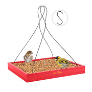 MIXXIDEA front view hanging tray showing red frame and full feeding surface benefit: clear attraction