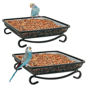 MIXXIDEA front view metal platform feeder showing capacity and organization
