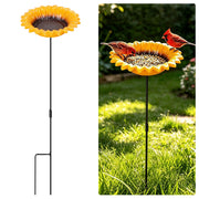 MIXXIDEA front view showing sunflower tray and stake attracting birds