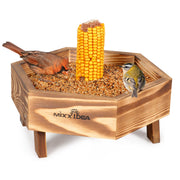 MIXXIDEA front view of wooden mesh feeder showing durable design and easy access