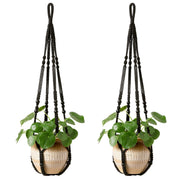 Mkono front view of black macrame hanger showing elegant boho style and space-saving benefit