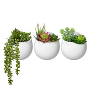 Mkono front view of three ceramic planters showing modern style and easy hanging