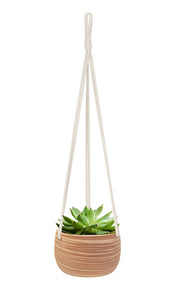 Mkono front view hanging planter showing compact profile and natural finish