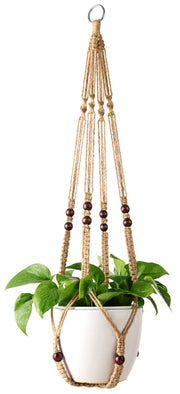Mkono macrame plant hanger front view showing boho decor appeal