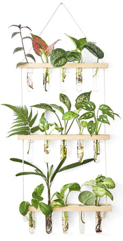 Mkono front view of three-tier beige propagation station showing tidy plant display and space-saving benefit