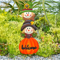 MOCOME stacked yard stakes front view showing autumn focal point and curb appeal
