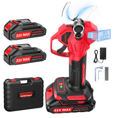MODOFO front view of electric pruning shears showing compact body and ergonomic grip for comfortable use