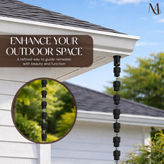 Monarch Rain Chains close-up of square cube detail showing durable finish and water flow control
