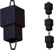 Monarch Rain Chains front view showing matte black cubes and modern styling benefit curb appeal