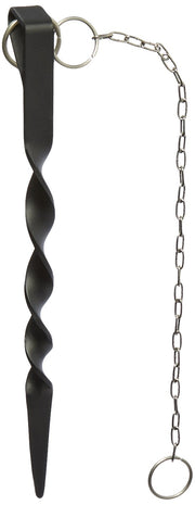 Monarch Rain Chains front view of 12-inch black stake showing durable finish and balanced design