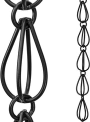 Monarch Rain Chains front view showing full 8.5 ft chain and modern design benefit