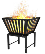Mondazie front view assembled fire pit showing stable base and shape, ideal for outdoor warmth