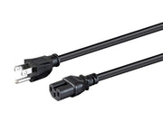 Monoprice front NEMA 5-15P plug showing grounded design and secure fit