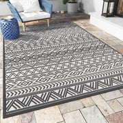 MontVoo front view of 9x12 outdoor rug showing pattern and curb appeal