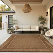 MontVoo front view of 8x10 rug showing neutral brown modern style and curb appeal