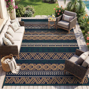 MontVoo front view of 8x10 outdoor rug shows durable waterproof surface and style