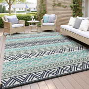 MontVoo front view 8x10 patio rug showing full pattern and curb appeal