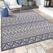 MontVoo front view navy 9x12 rug showing full pattern and curb appeal