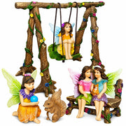 Mood Lab front view of six-piece fairy garden set, whimsical decoration benefit