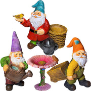 Mood Lab front view of four gnomes showing painted detail and compact design