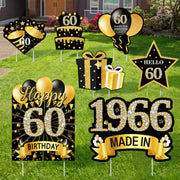 MOORAY front packaging of 60th yard sign set shows contents and benefit of easy setup