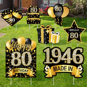 MOORAY front view of Happy 80th yard sign creating standout curb appeal