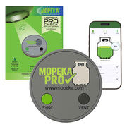 Mopeka Pro Check front view showing compact sensor and Bluetooth benefit