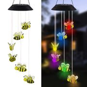 MorTime front view of bee wind chime showing hanging design and charm