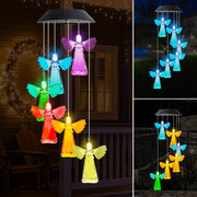 MorTime front view of angel wind chime showing design and benefits