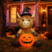 mowholm front view of inflatable highland cow showing festive design and curb appeal