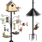 MQHUAYU full-height pole installed in yard showing height and multiple feeders, improves bird visibility