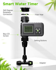 MQJIAZHI LCD timer closeup showing programmable watering controls benefit